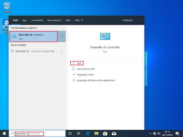 Windows 10, Apertura Pannello di controllo Windows 10, Apertura Pannello di controllo