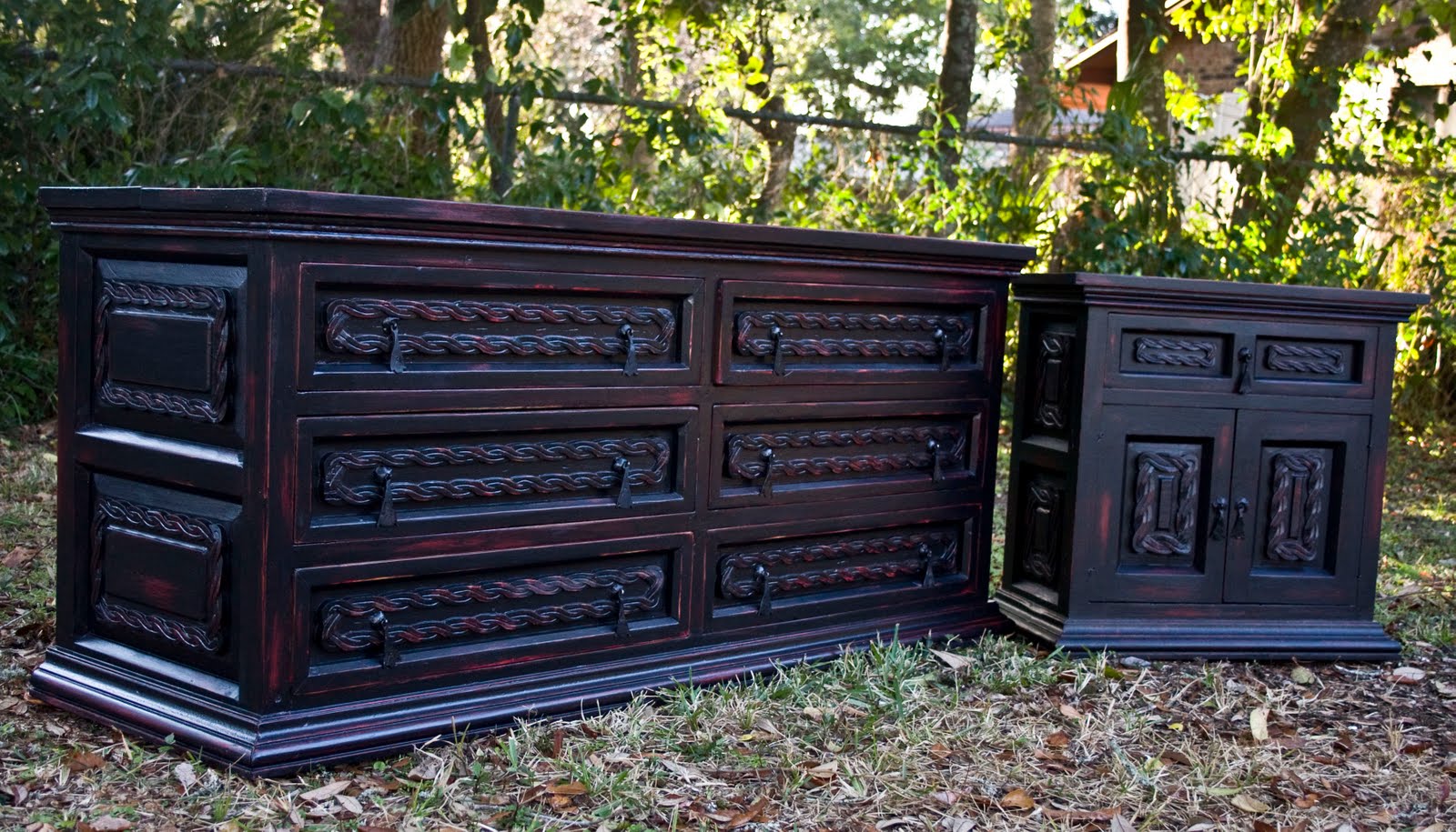 Modernly Shabby Chic Furniture Black And Red Dresser And Nightstand