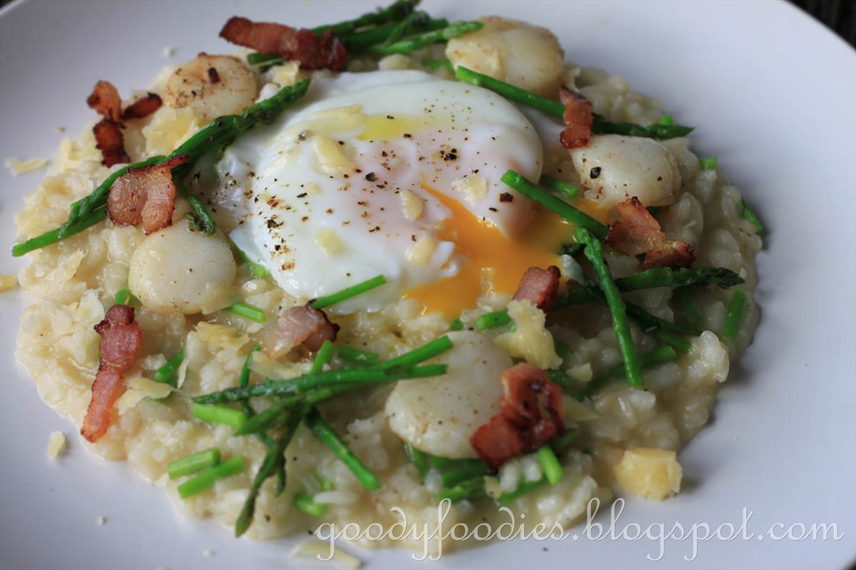 GoodyFoodies Recipe Asparagus and scallop risotto with poached egg