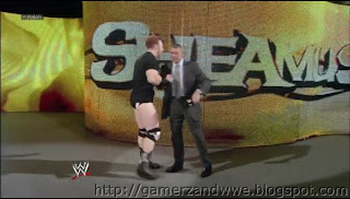 Sheamus shakes Vince McMahon's hand before his match against The Miz on WWE raw held on 05/11/2012