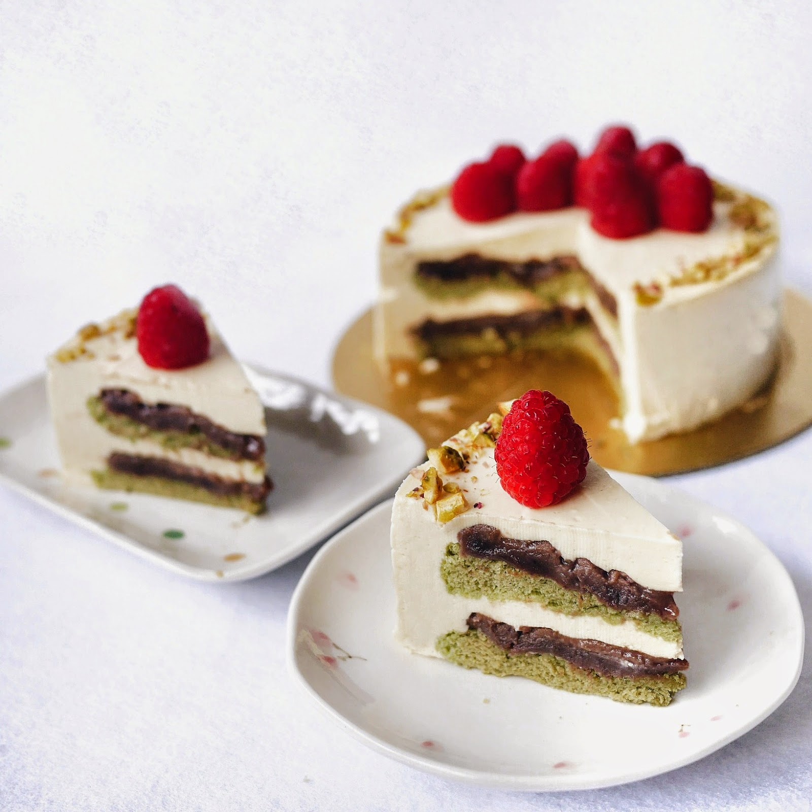 yellowfingers {Recipe} Tofu Cheesecake with Matcha Sponge and Azuki