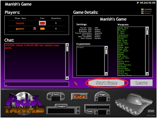 online play pocket tanks deluxe game