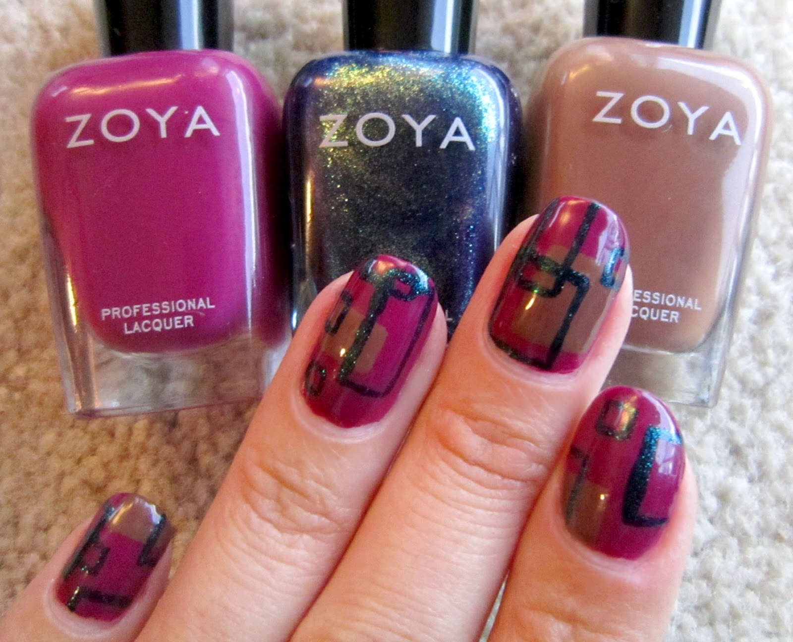 Concrete and Nail Polish Geometric Nail Art With Zoya
