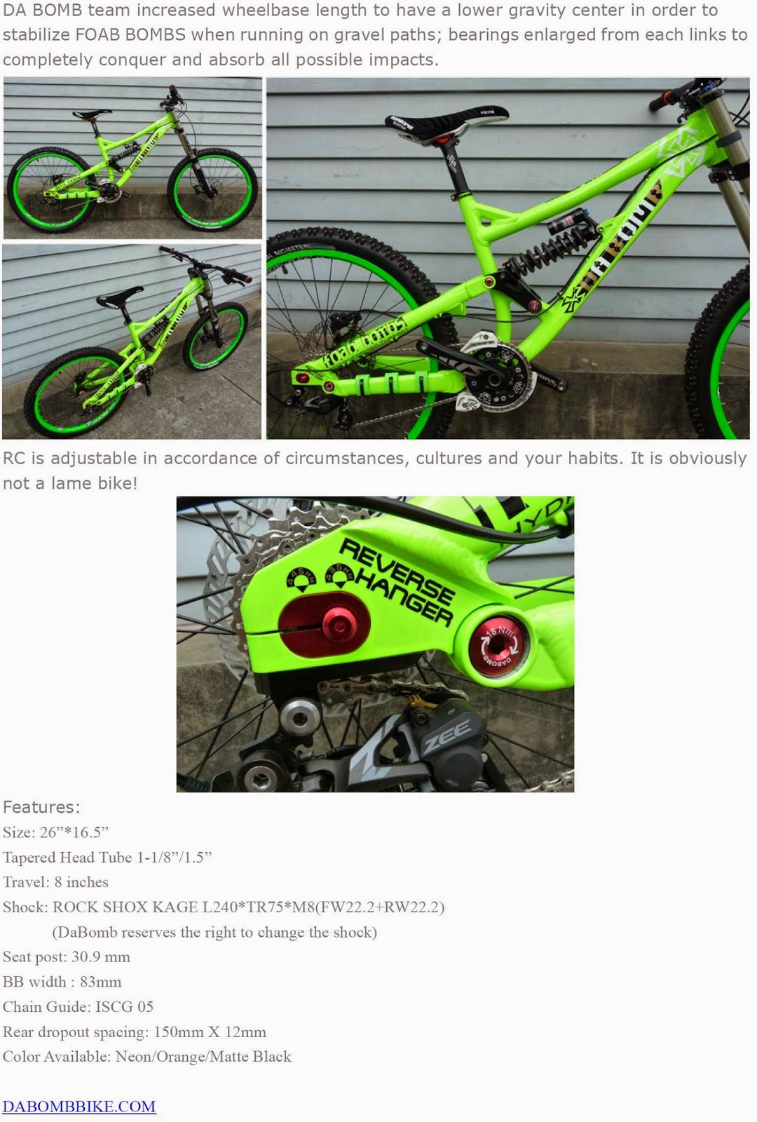 da bomb downhill bike