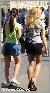 Girls in mini skirt on the street