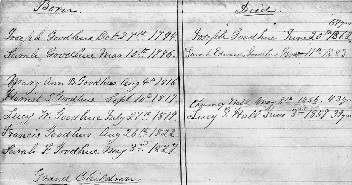 Will's Genealogy Blog Family Records Goodhue & Holbrook