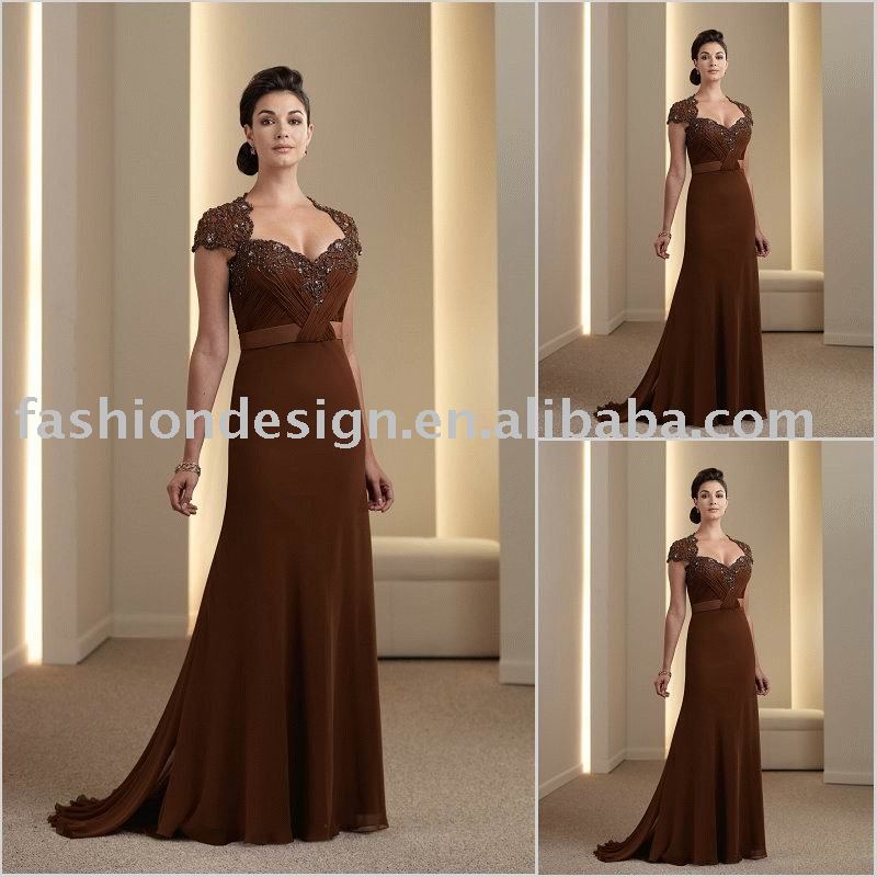 vestido de festa marrom longo