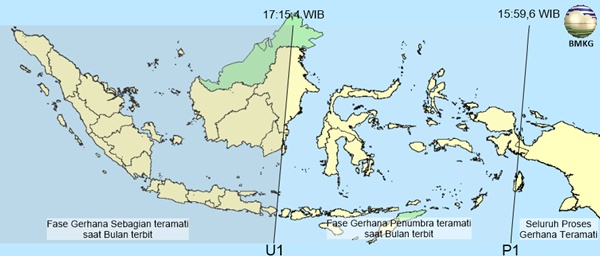 Visibilitas gerhana bulan total 4 April 2015 di Indonesia. Kredit: BMKG. Visibilitas gerhana bulan total 4 April 2015 di Indonesia. Kredit: BMKG.