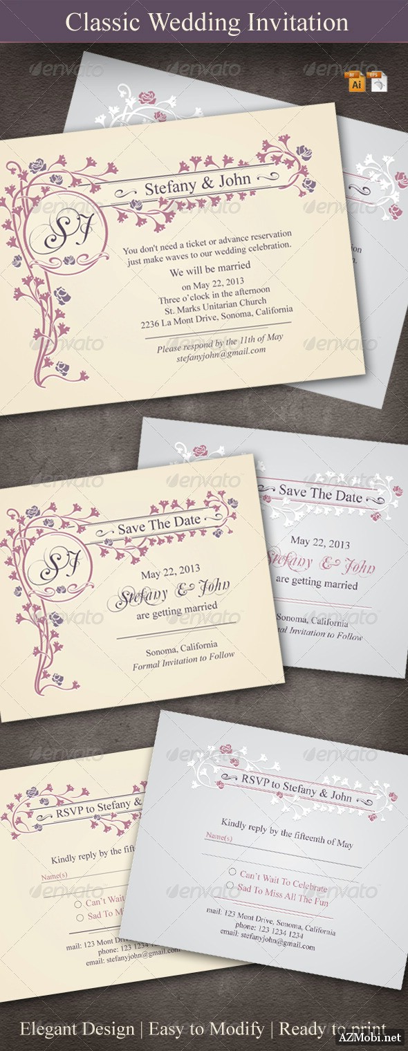 Classic Wedding Invitation – GraphicRiver
