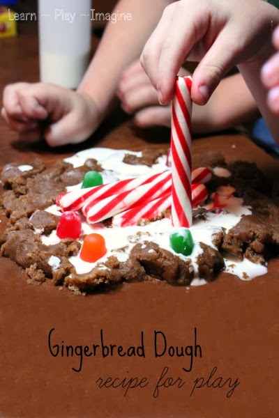 Gingerbread dough made from only 4 ingredients, perfect for open ended Christmas sensory play!