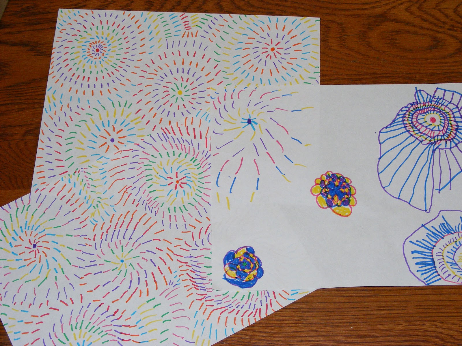 Ten kids and a Dog: Easy Art--Firework drawings