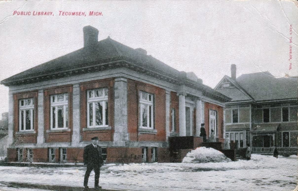 Library Postcards Carnegie Library, Tecumseh, Michigan