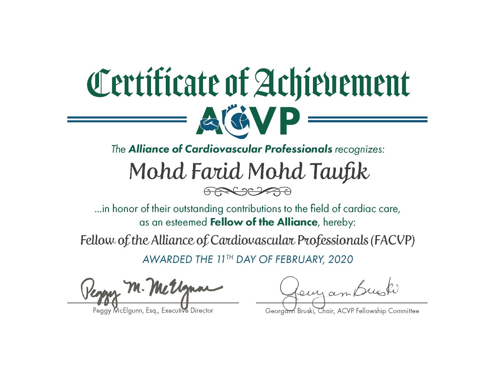 Fellow Of The Alliance Of Cardiovascular Professionals