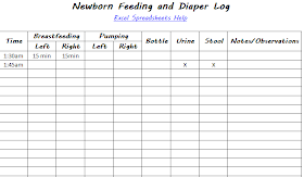 infant feeding and diaper log