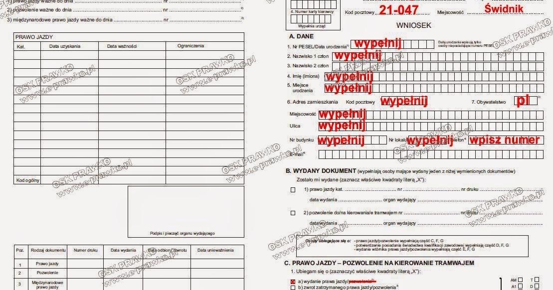 Prawo Jazdy Informacje: Wniosek o prawo jazdy, jak się wypełnia wniosek