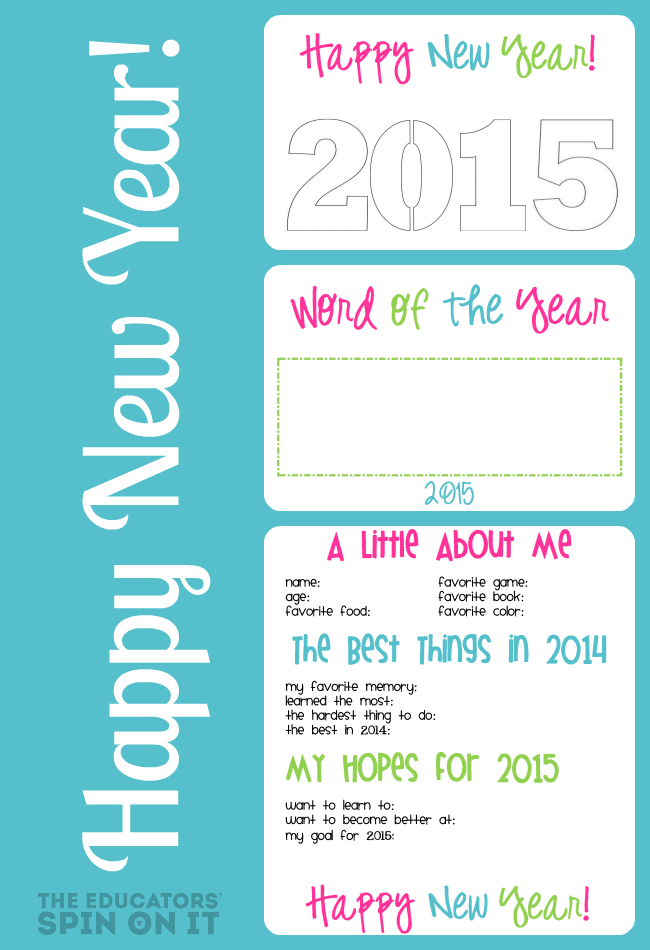 New Year's Interview and Printables from The Educators' Spin On It 