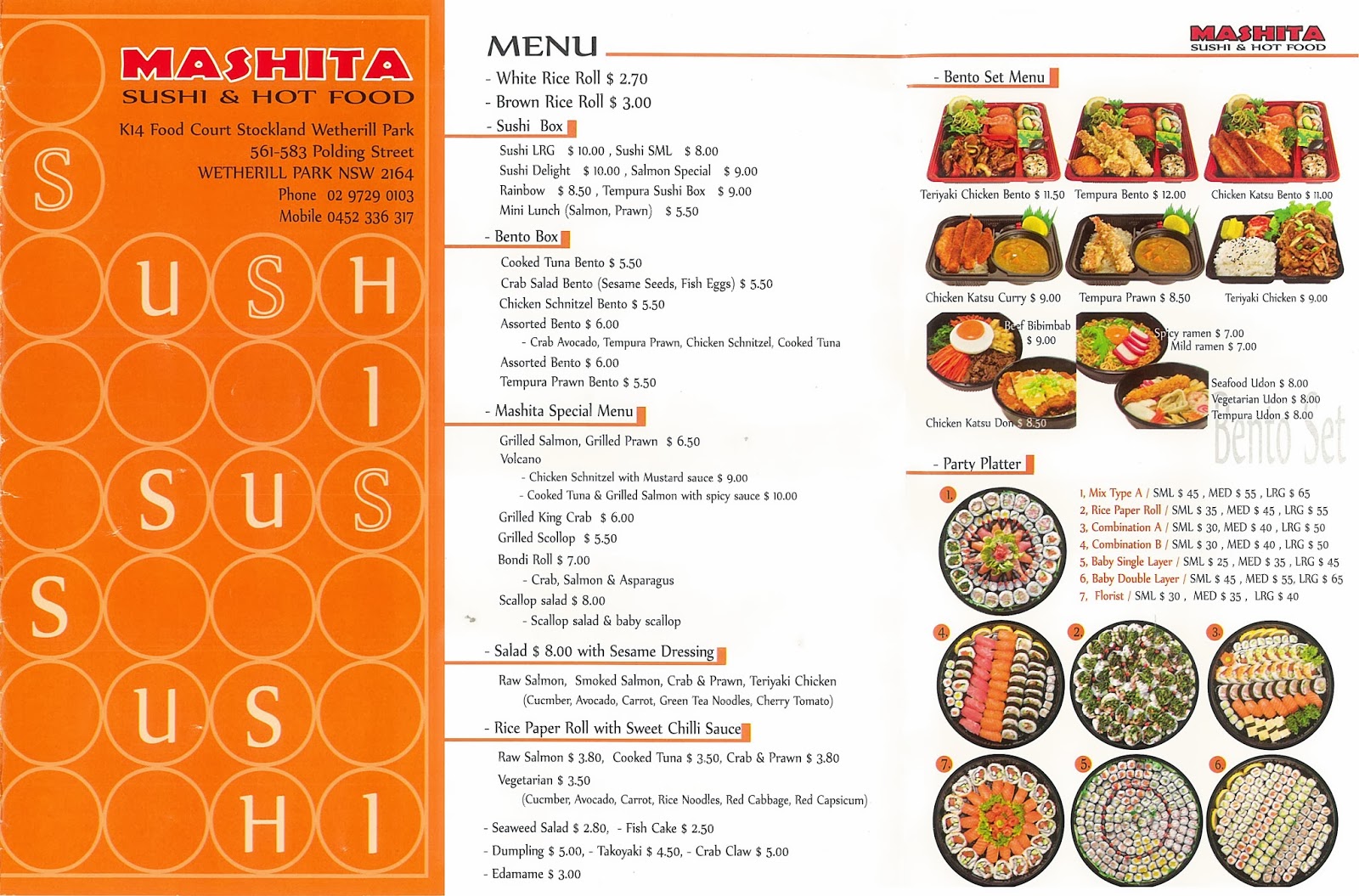 My Local Menu Mashita Sushi & Hot Food Menu