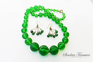 Bubbly Green Vintage Beaded Necklace And Earrings