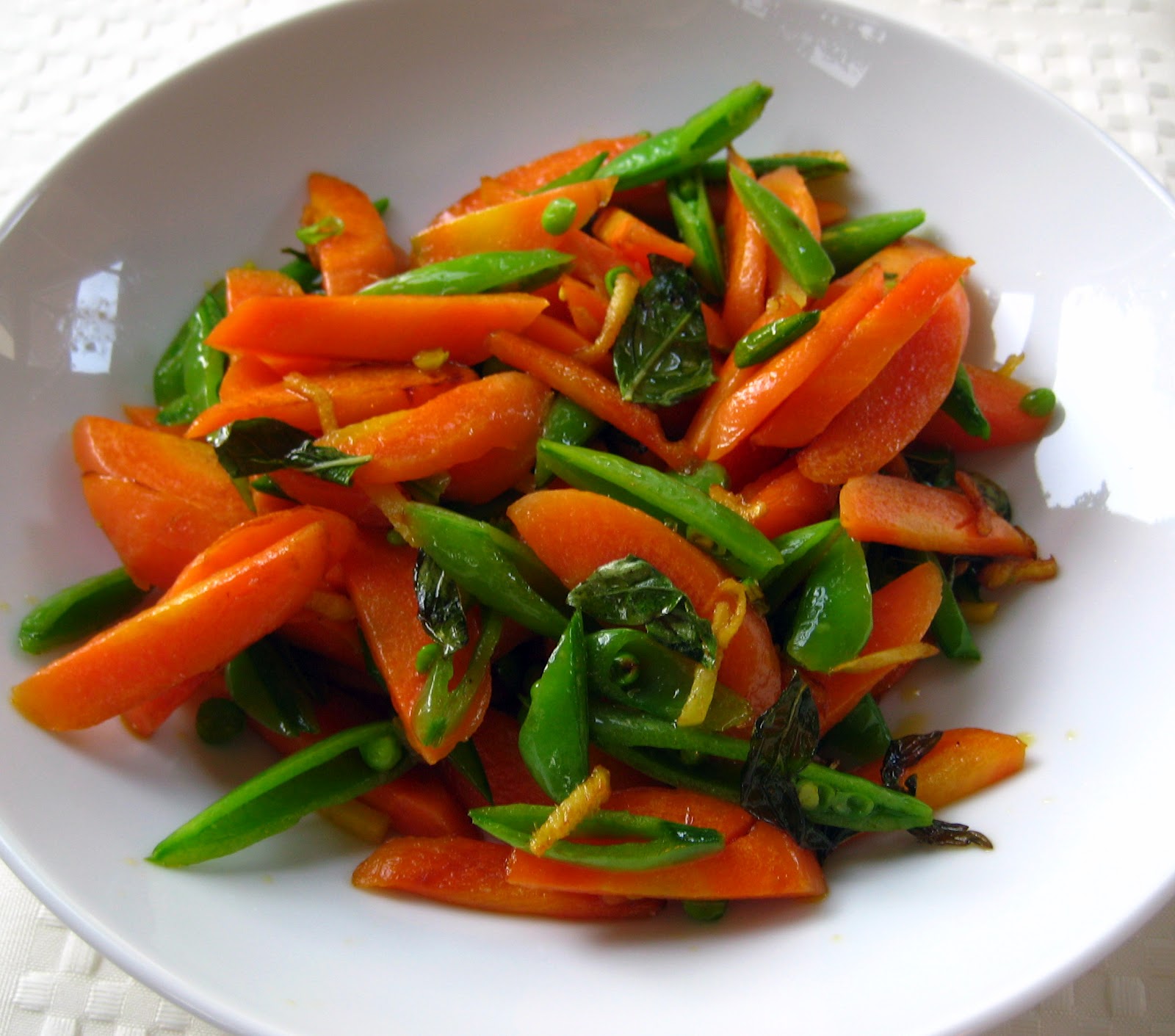 Cook Food. Mostly Plants. Carrots and Snap Peas with Ginger and Fried