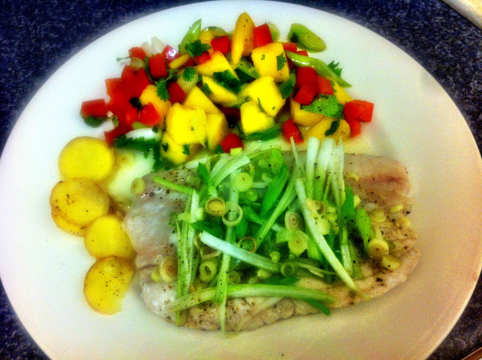 The lone gourmet Steamed lime haddock with mango and pepper salsa
