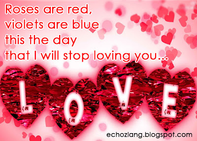 Roses are red, violets are blue, this the day that i will stop loving you