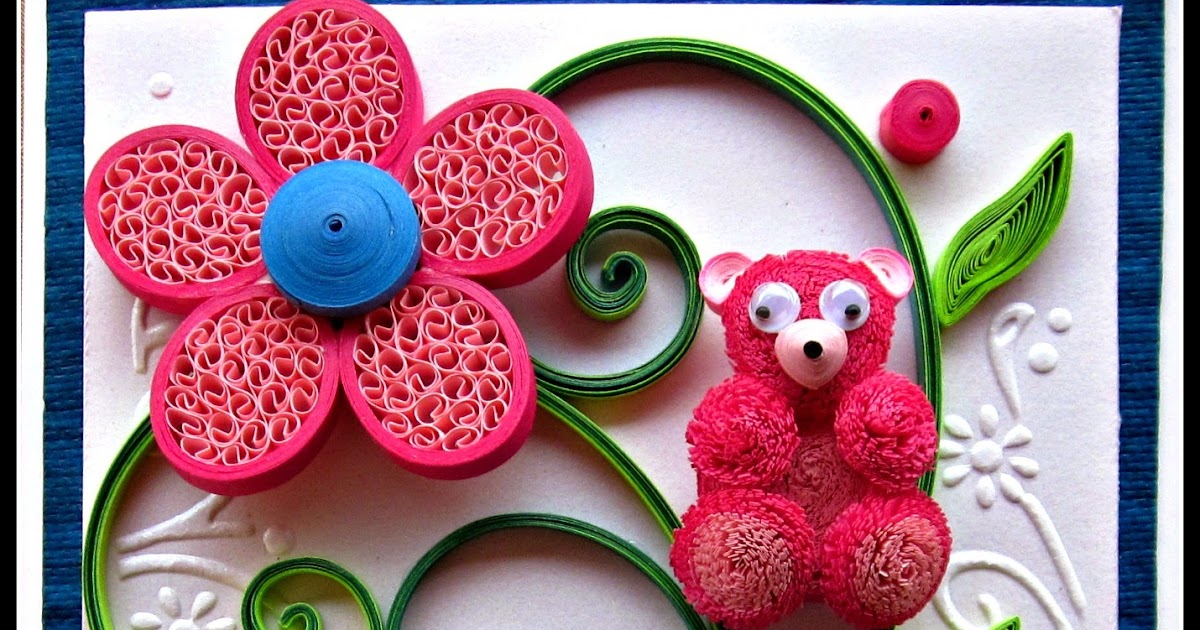 DAYDREAMS Quilled teddy bear card.