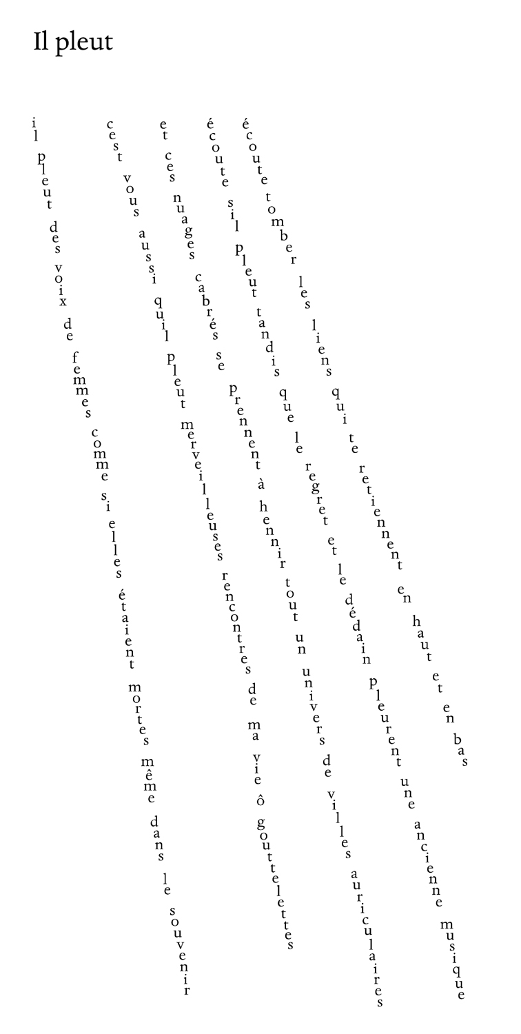 p s i c h e d é l i a Il pleut, 1916, Guillaume Apollinaire