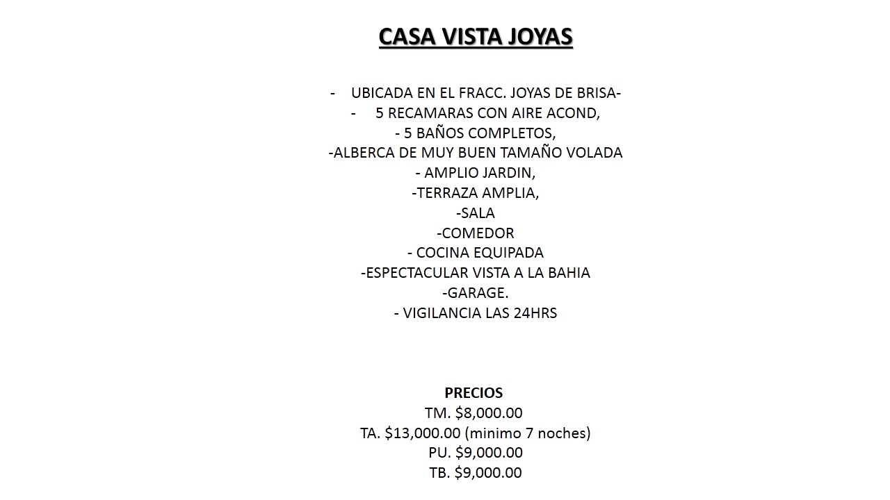 CASA VISTA JOYAS