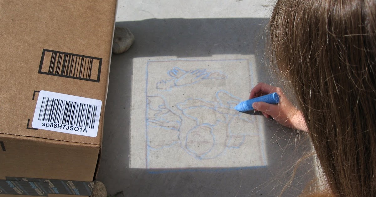 Almost Unschoolers Summer Fun 2014 Sidewalk Chalk Tracing Box