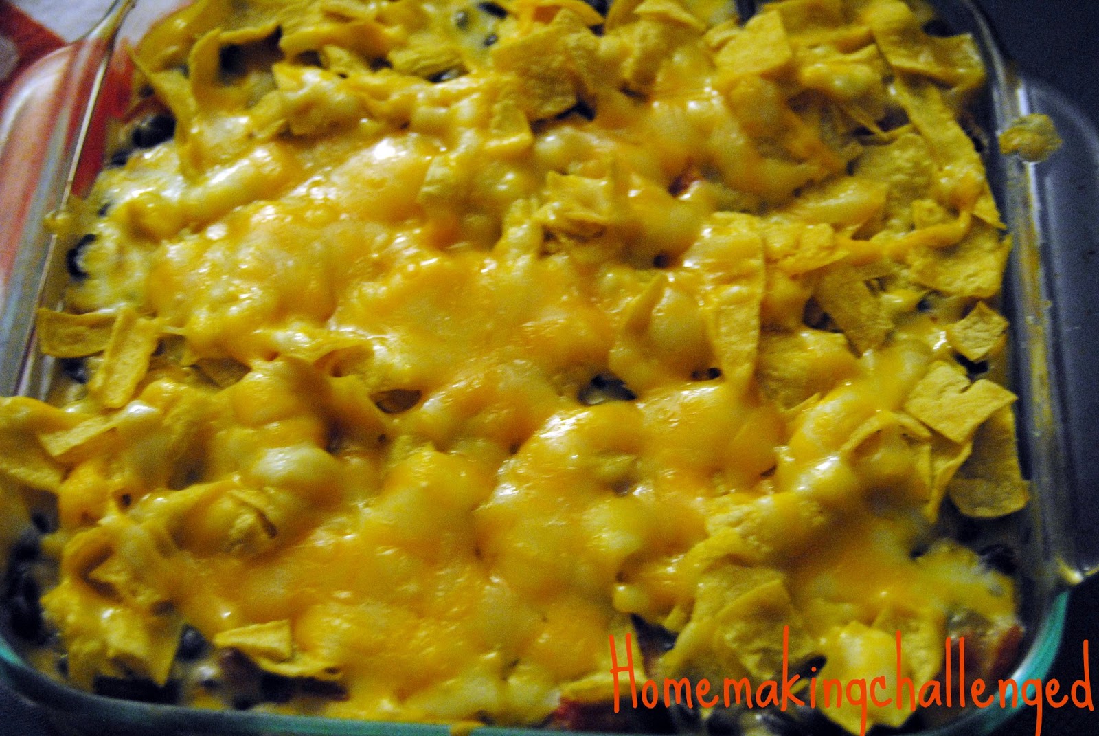 Homemaking Challenged Black Bean Tortilla Bake