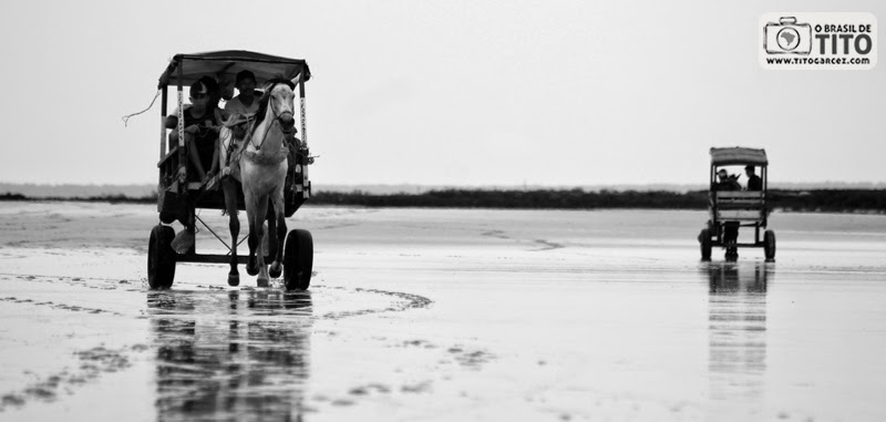 Charretes (carroças) e seus reflexos na praia da Princesa, na Ilha de Maiandeua (Algodoal), no Pará - Por Tito Garcez Charretes (carroças) na praia da Princesa, na Ilha de Maiandeua (Algodoal), no Pará