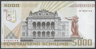 Austria money currency 5000 Austrian Schilling bank note image