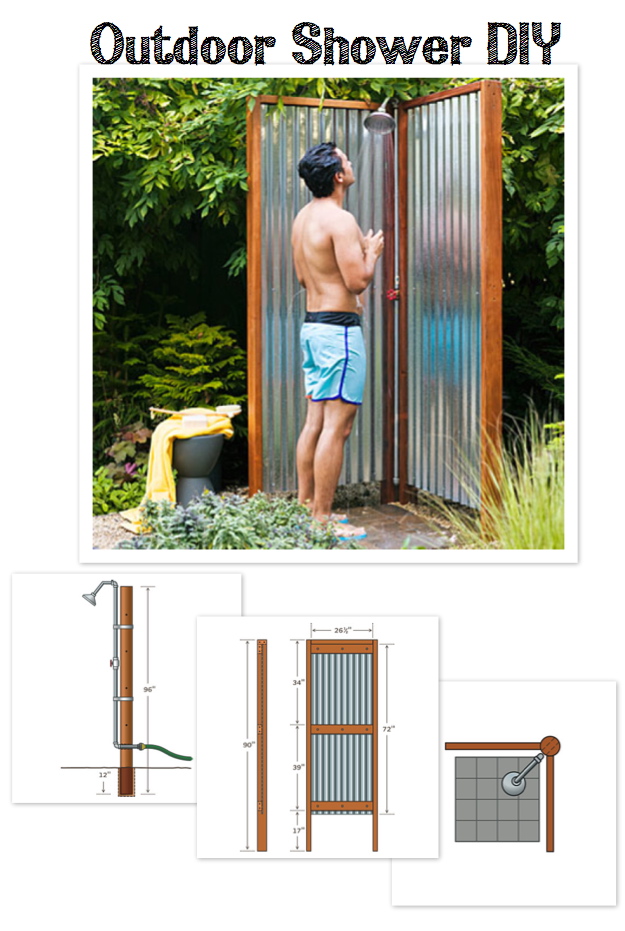 Girl With A Surfboard Outdoor shower DIY