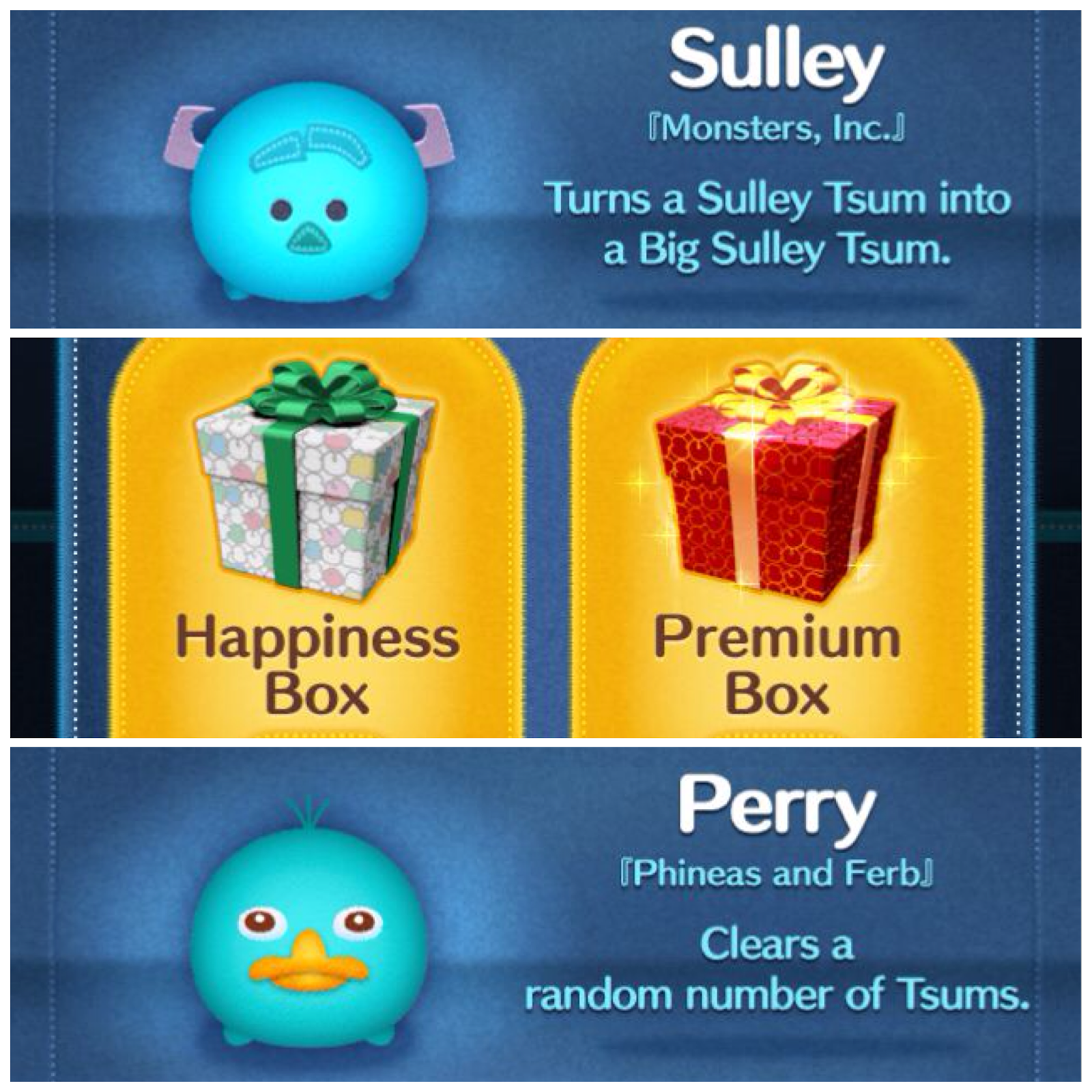 list of happiness tsum tsum