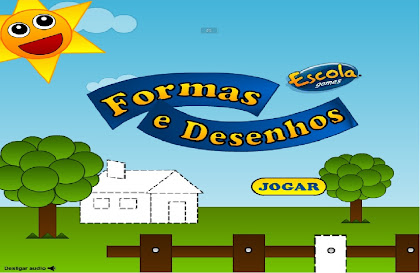 Jogo educativo com desenhos e figuras geométricas.