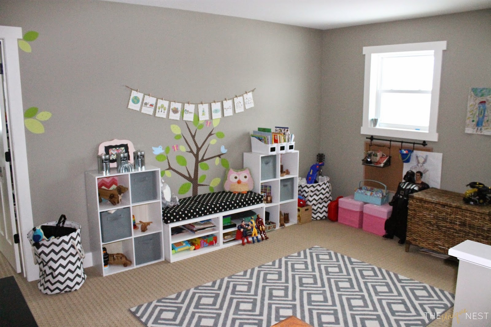 Playroom Makeover Part II (DIY Shelves & Floating Desk) The Unique Nest