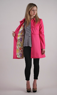 Julia Bobbin, Butterick 5145, hot pink coat, Jess from New Girl coat