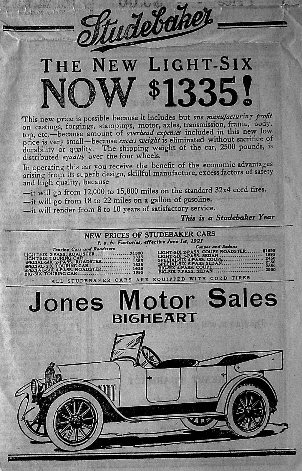 The Other Side Bigheart Newspaper Ads of 1921