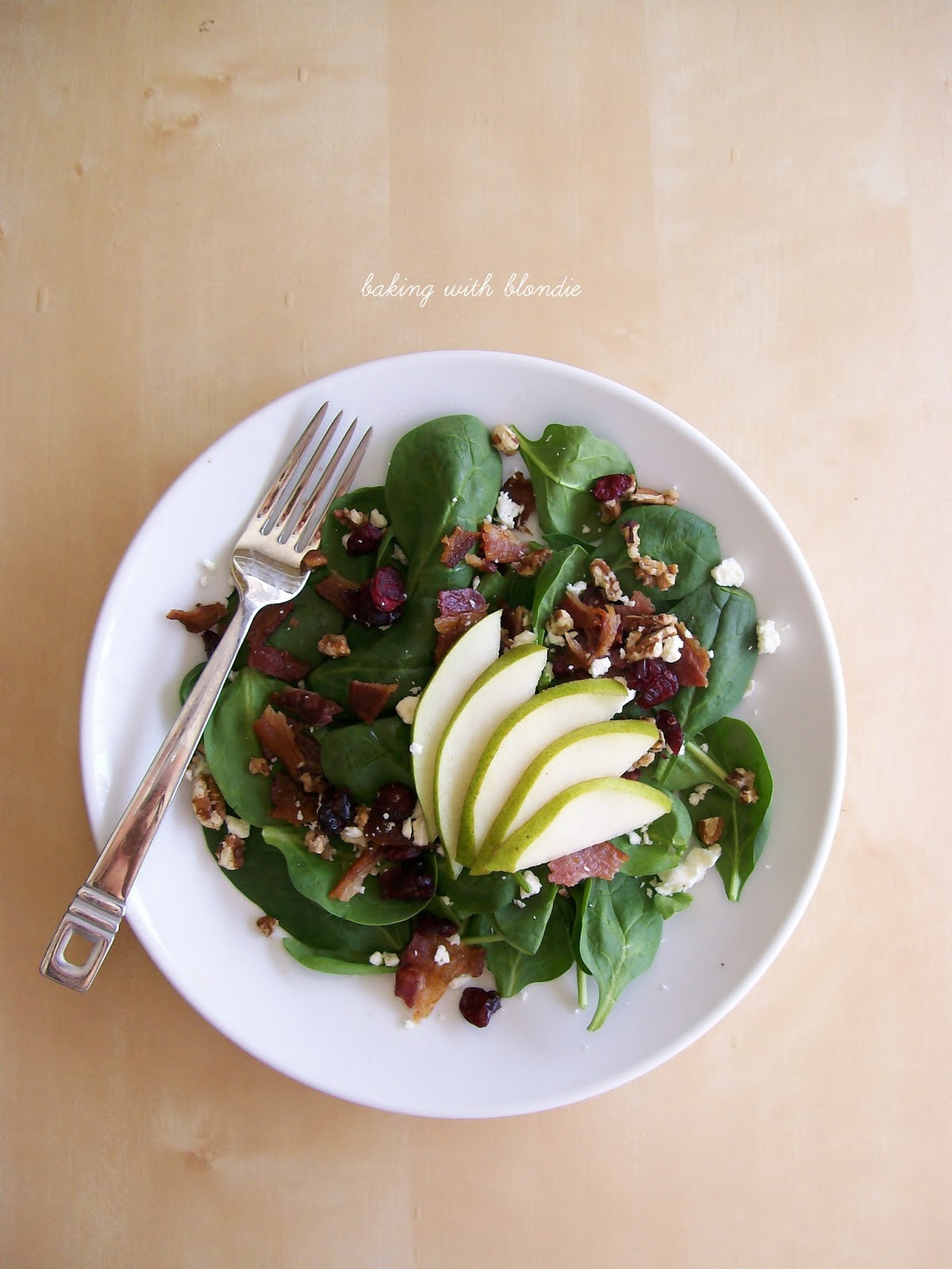 Pear and Candied Pecan Salad with Bacon and Feta