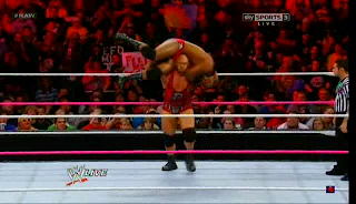 Ryback giving a shellshock to JTG at WWE raw held on 29/10/2012