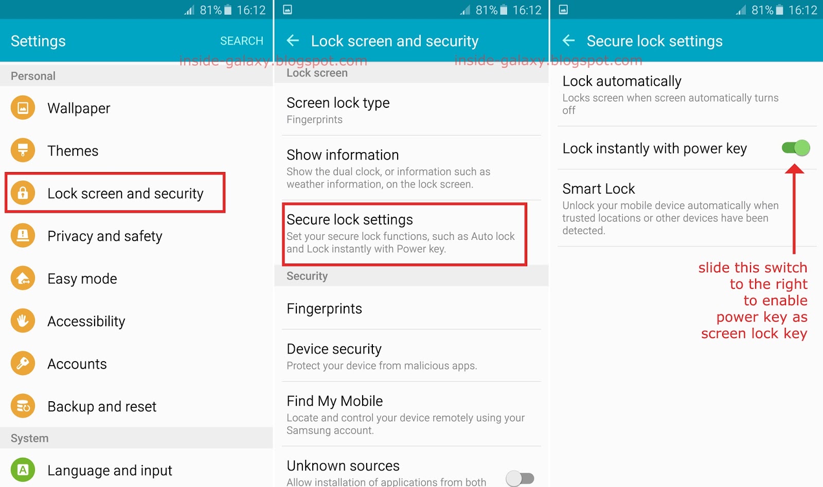 Inside Galaxy Samsung Galaxy S6 Edge How to Set Power Key as Screen