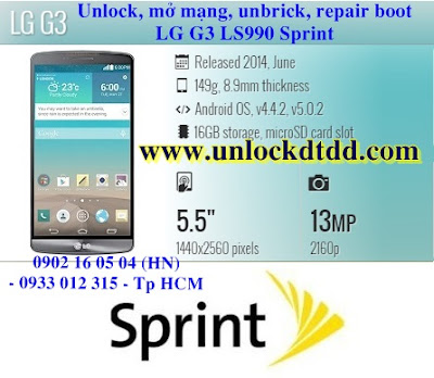 Uy tin chat luong unlock mo mang unbrick repair boot sua lg g3 LS990 sprint loi hard brick
