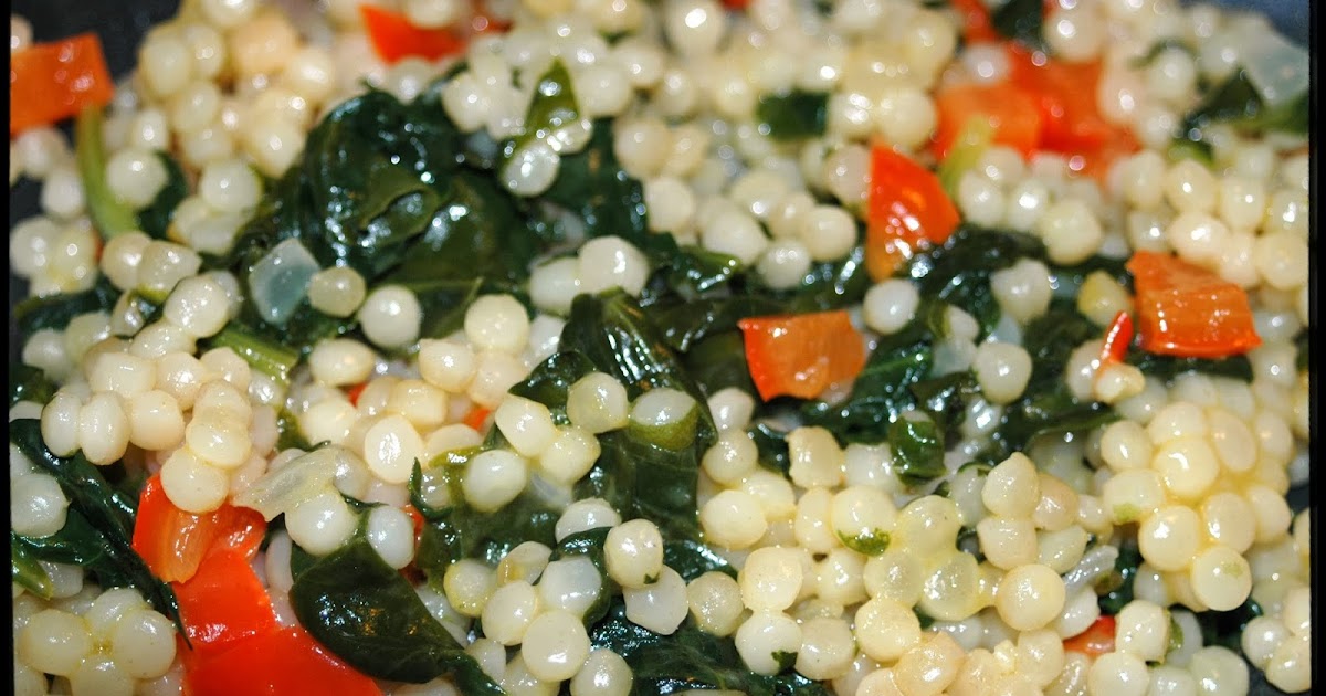 Witchery in the Kitchen Israeli Couscous with Red Pepper and Spinach
