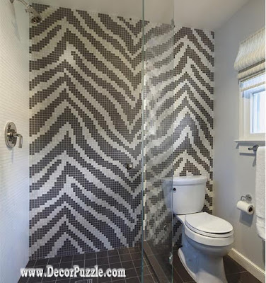 shower tile ideas and designs to tiling a shower, black and white mosaic tile for bathroom shower tile ideas