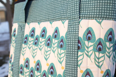 My Fabric Designs' custom printed fabric in Peacock Plumes