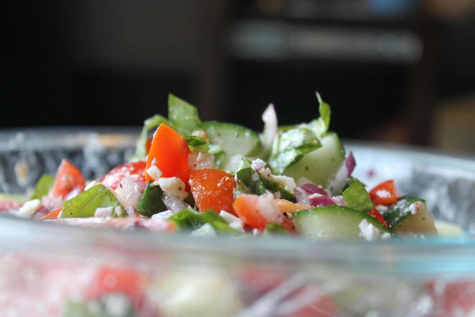the couture life cherry tomato, cucumber and feta salad.