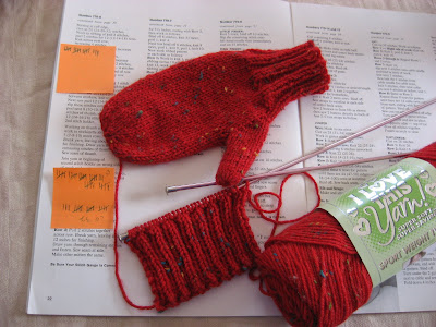 Graces knitted mittens in progress