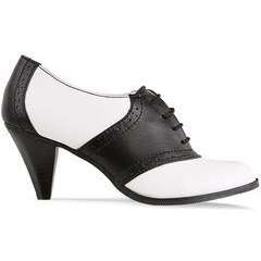 heel shoe white and black school heel shoe with bow