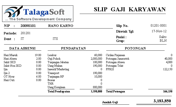 1001 Contoh Surat Kumpulan Contoh Slip Gaji Terbaru Lengkap