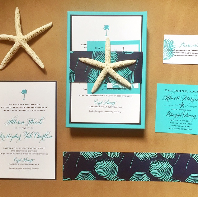 Palm Leaf Pattern Wedding Invitation